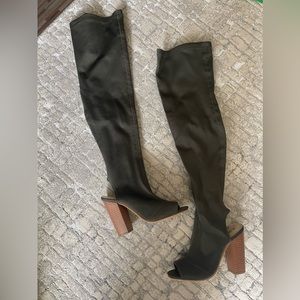Brand new Justfab knee high peep toe boots